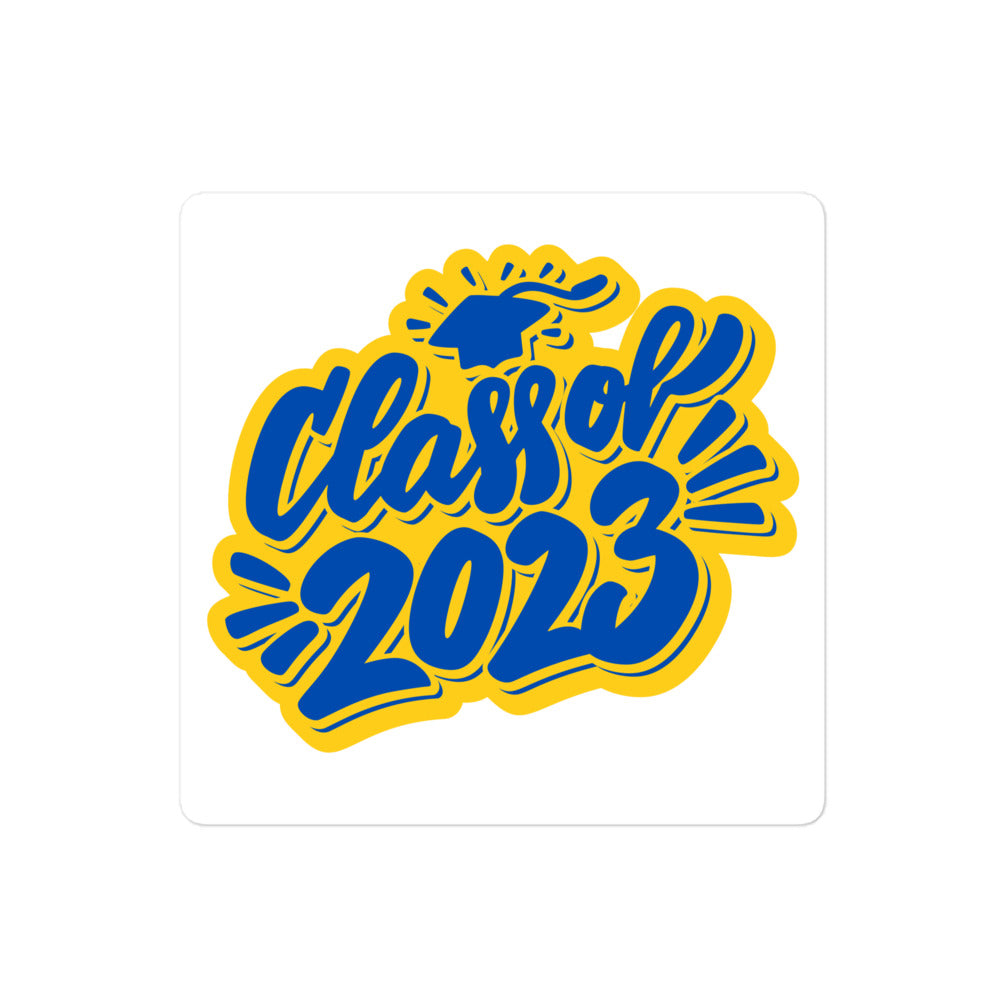 Class of 2023 Gold & Blue Bubble-free stickers