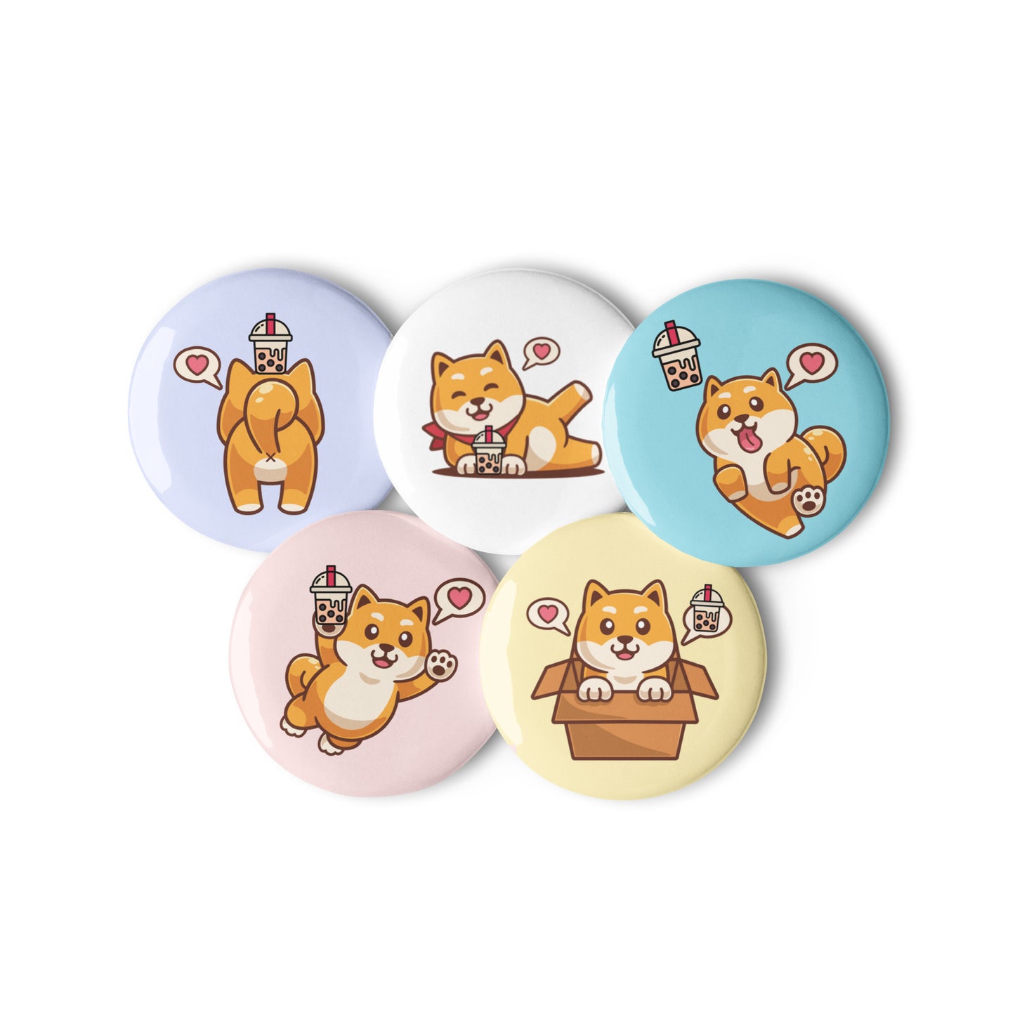 Cute Puppies Set of 5 pin buttons